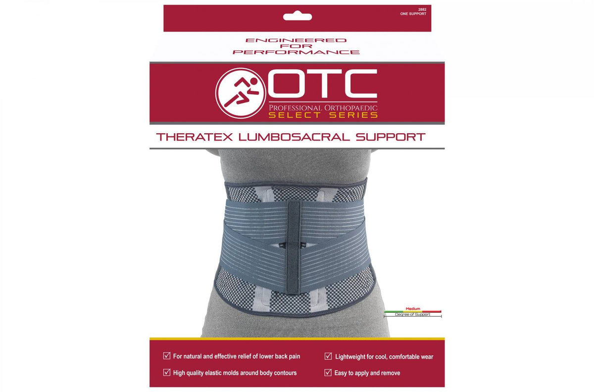 OTC Lumbosacral Support, 7-inch Lower Back, Lightweight Compression,  Elastic, White, Medium
